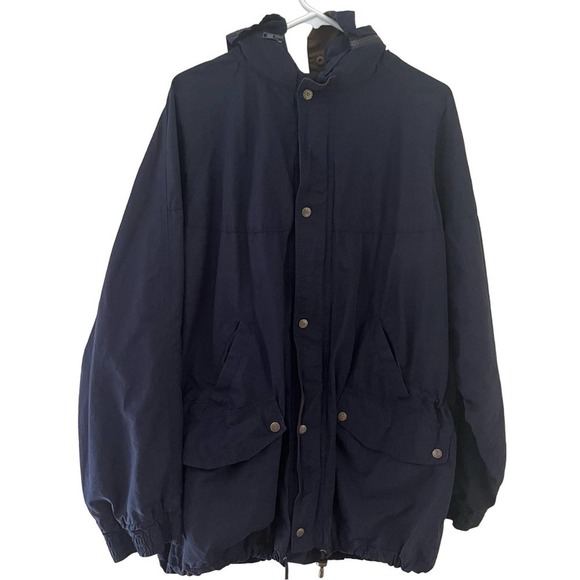 Vintage Banana Republic Navy Blue Hooded Full Zip Field Travel Jacket Men’s M - Picture 1 of 6